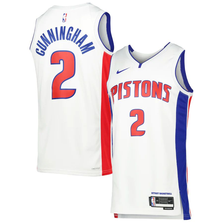 Men Detroit Pistons 2 Cade Cunningham Nike White Association Edition 2022-23 Swingman NBA Jersey